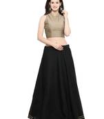 Inddus Beige And Beige Unstitched Cotton Lehenga Choli