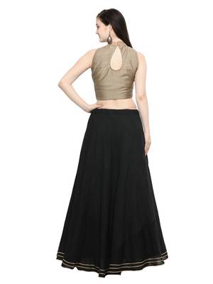 Inddus Beige And Beige Unstitched Cotton Lehenga Choli 3