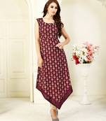 Dark maroon printed crepe kurti