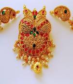 Multicolor kemp Peacock Pendant Set