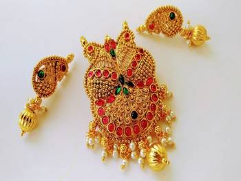 Multicolor kemp Peacock Pendant Set 2