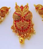 Pink Kemp Peacock Pendant Set