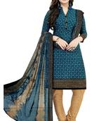 Teal Abstract Print Crepe Salwar