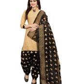 Beige Abstract Print Crepe Salwar