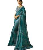Green Printed Georgette saree with blouse