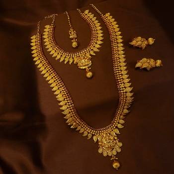 Copper Ruby Green Laxmi Short Long Combo Necklace Earring Jewelry Set 1