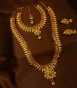 Copper Ruby Green Laxmi Short Long Combo Necklace Earring Jewelry Set