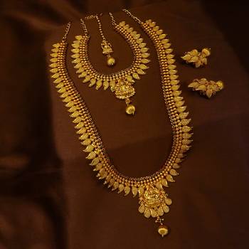 Copper Ruby Green Laxmi Short Long Combo Necklace Earring Jewelry Set 2
