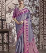 Lavender woven art silk saree with blouse