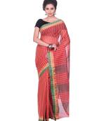 Red Plain Cotton Saree