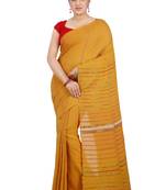 Yellow Plain Cotton Saree