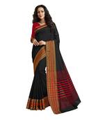 Black woven cotton saree with blouse