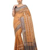 Brown Plain Cotton Saree