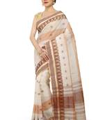 White Plain Cotton Saree