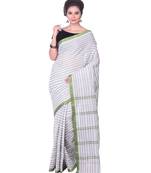 White Plain Cotton Saree