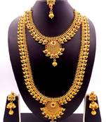 Copper Ruby Green  Short Long Combo Necklace Earring Jewelry Set