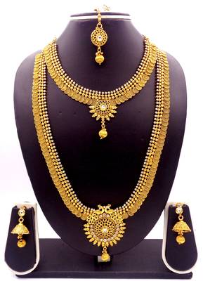 Copper White Short Long Combo Necklace Earring Jewelry Set 1
