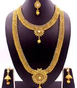 Copper White Short Long Combo Necklace Earring Jewelry Set