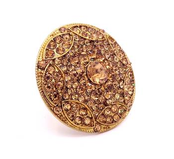 Golden LCT Diamond Antique Gold Plated Adjustable Big Finger Ring Bridal Wedding Jewelry 1