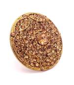 Golden LCT Diamond Antique Gold Plated Adjustable Big Finger Ring Bridal Wedding Jewelry