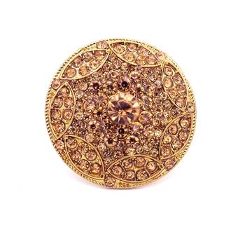Golden LCT Diamond Antique Gold Plated Adjustable Big Finger Ring Bridal Wedding Jewelry 3