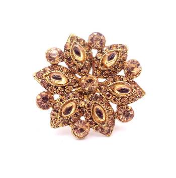 Golden LCT Diamond Antique Gold Plated Adjustable Big Finger Ring Bridal Wedding Jewelry 1