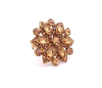 Golden LCT Diamond Antique Gold Plated Adjustable Big Finger Ring Bridal Wedding Jewelry 3