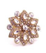 White Diamond Antique Gold Plated Adjustable Big Finger Ring Bridal Wedding Jewelry