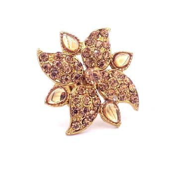 Golden LCT Diamond Antique Gold Plated Adjustable Big Finger Ring Bridal Wedding Jewelry 1