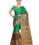 Green Woven Cotton Silk Saree With Blouse