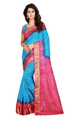 Multicolor woven art silk saree with blouse 1
