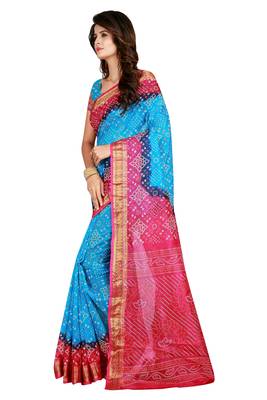 Multicolor woven art silk saree with blouse 3