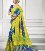 Multicolor woven art silk saree with blouse