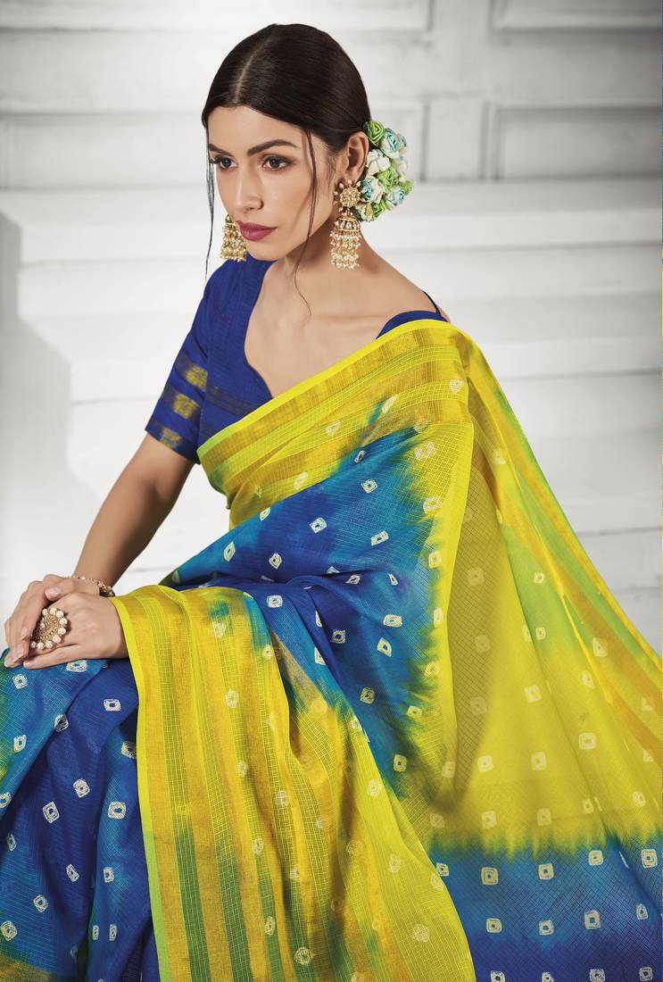 Multicolor woven art silk saree with blouse