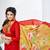 Red printed chanderi salwar with dupatta