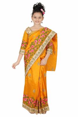 Bhartiya Paridhan gold embroidered net kids sarees 1