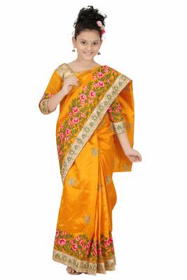 Bhartiya Paridhan gold embroidered net kids sarees 2