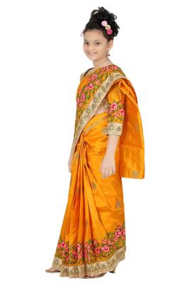 Bhartiya Paridhan gold embroidered net kids sarees 3