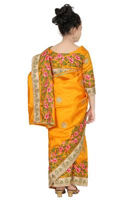 Bhartiya Paridhan gold embroidered net kids sarees 4