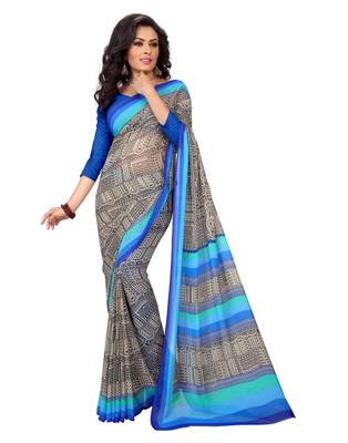Multicolor printed georgette saree with blouse 1