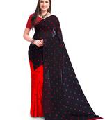 Black printed georgette saree with blouse