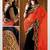 orange & black embroidered georgette saree with blouse