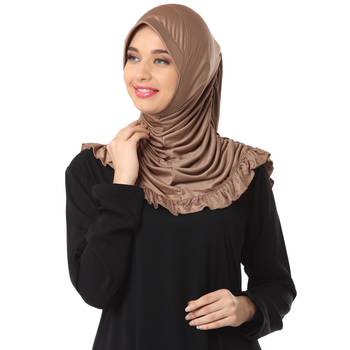 Dark Wheat Poly Cotton Ready To Wear Islamic Hijab 1