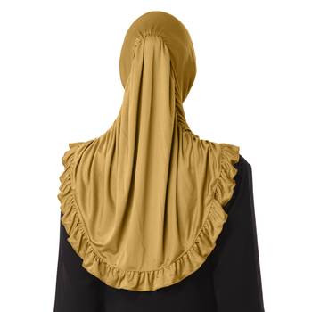 Gold Poly Cotton Ready To Wear Islamic Hijab 2
