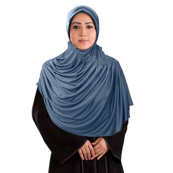 Grey Poly Cotton Ready To Wear Islamic Hijab 1