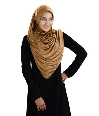 Gold Poly Cotton Ready To Wear Islamic Hijab 1