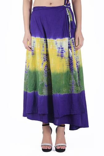Multicolor Tie Dye Cotton Wrap Skirt