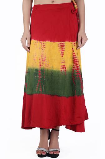 Multicolor Tie Dye Cotton Wrap Skirt