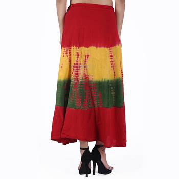 Multicolor Tie Dye Cotton Wrap Skirt 2