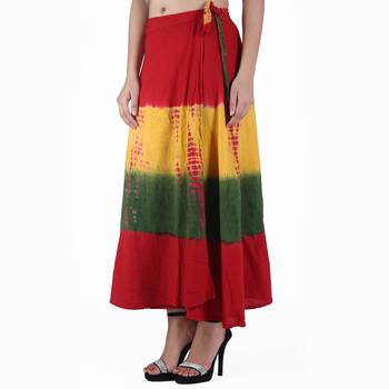Multicolor Tie Dye Cotton Wrap Skirt 3